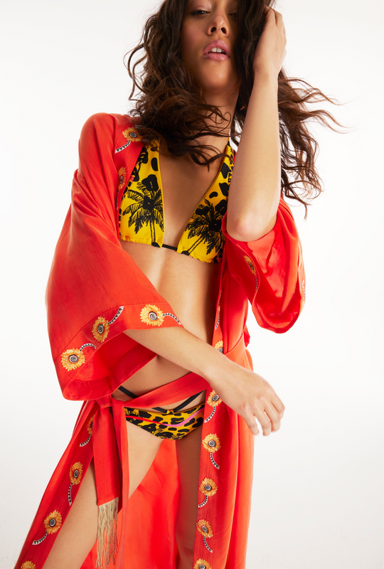 SUNFLOWER RED KIMONO